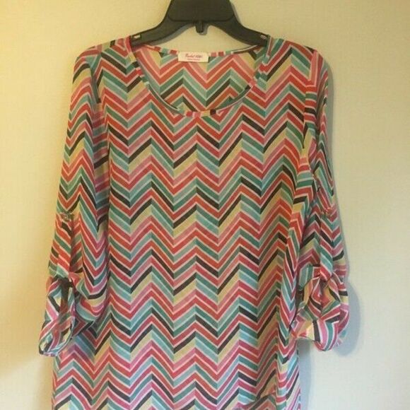 Rachel Kate fashion concepts chevron colorful top - Picture 1 of 5